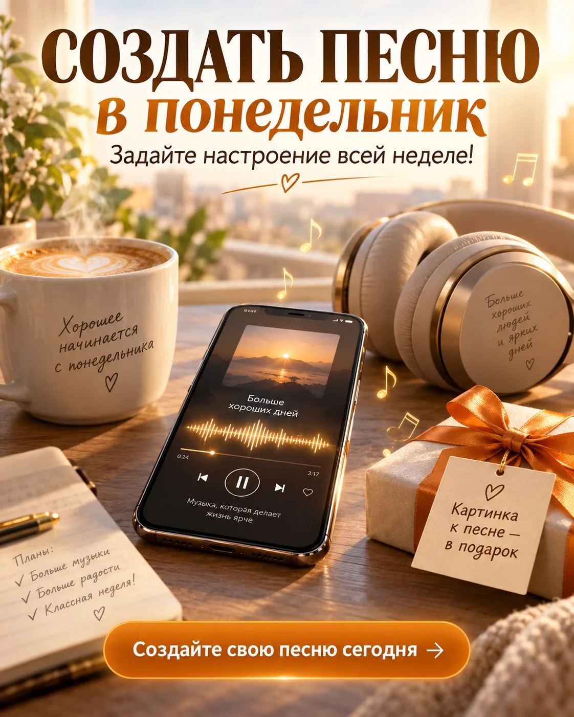 🎵 Создать песню в понедельник — лучшее решение для яркой недели!