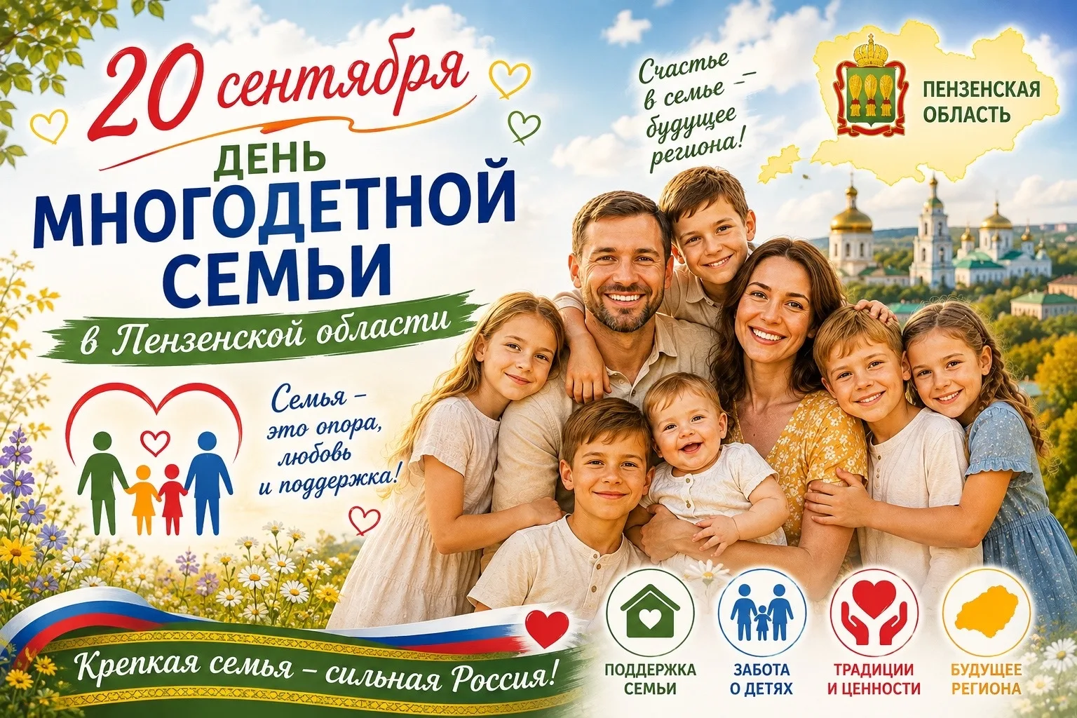 20 сентября в Пензенской области празднуют День многодетной семьи.