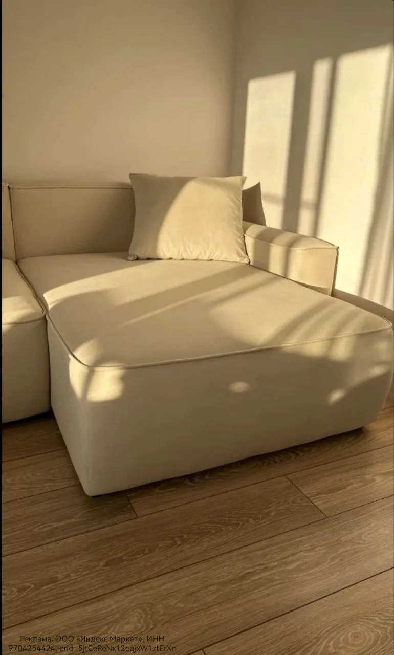 🛋️Диван угловой  (Велюр) Светло-Бежевый, раскладной, механизм еврокнижка, беспружинный...