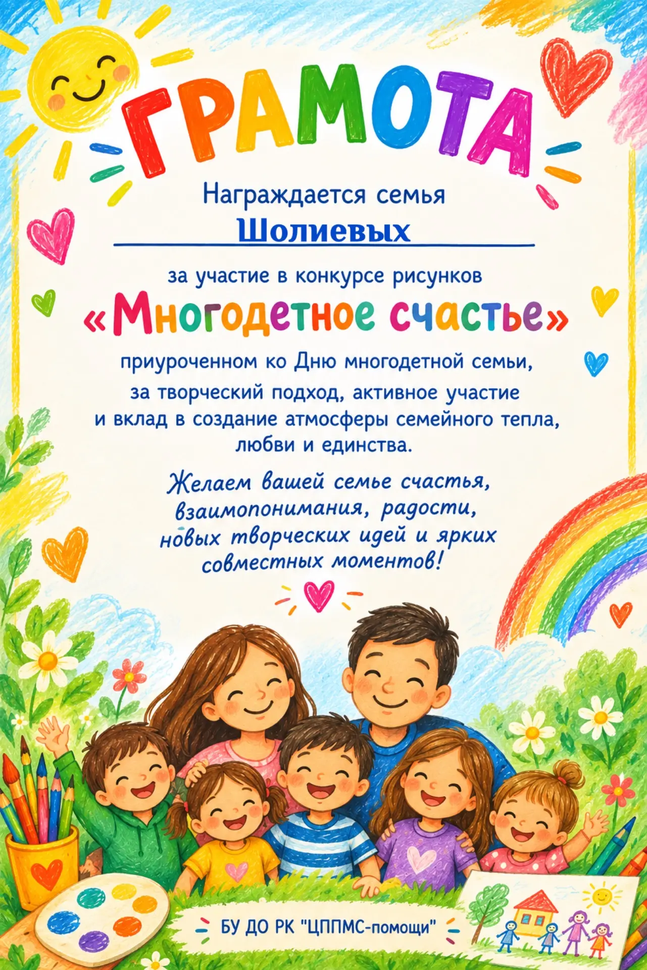 Шолиев Церен вместе с родителями принял участие в конкурсе детских рисунков, приуроченн...