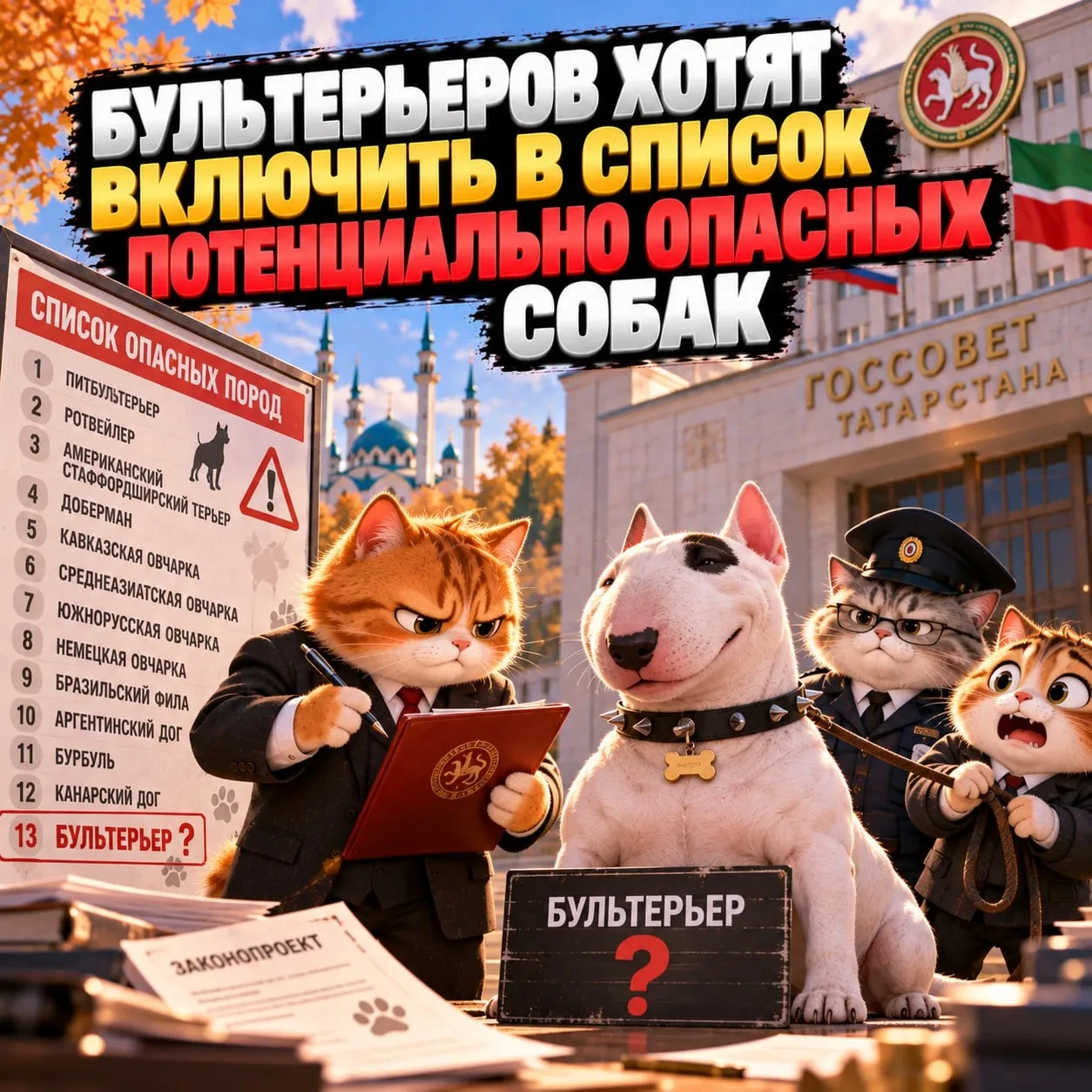 Бультерьеров хотят включить в список потенциально опасных собак.