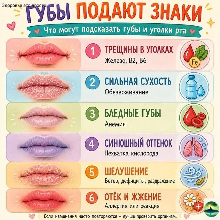 Губы могут подавать знаки здоровья.
