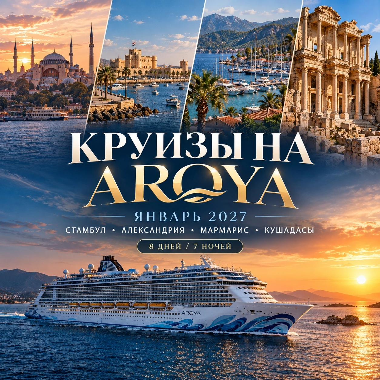🛳 КРУИЗЫ НА AROYA: СРЕДИЗЕМНОМОРЬЕ В ЯНВАРЕ 2027