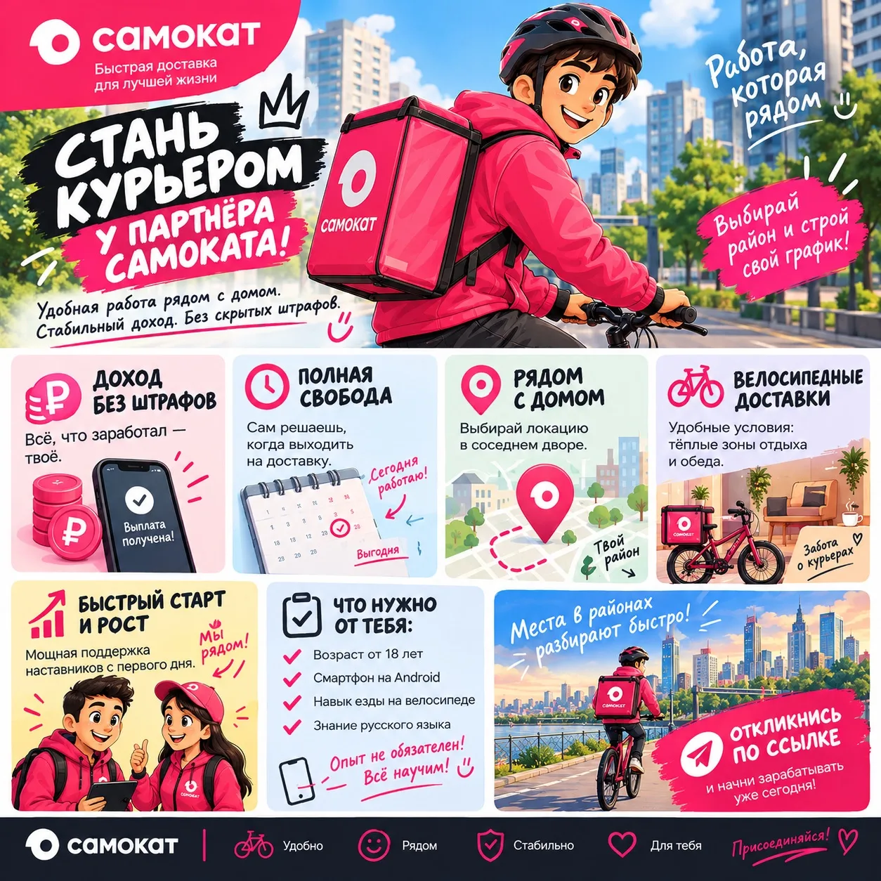 🚴 Работа курьером у партнёра Самоката — начни зарабатывать!