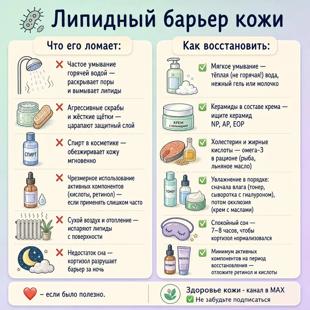 🦠 Липидный барьер кожи