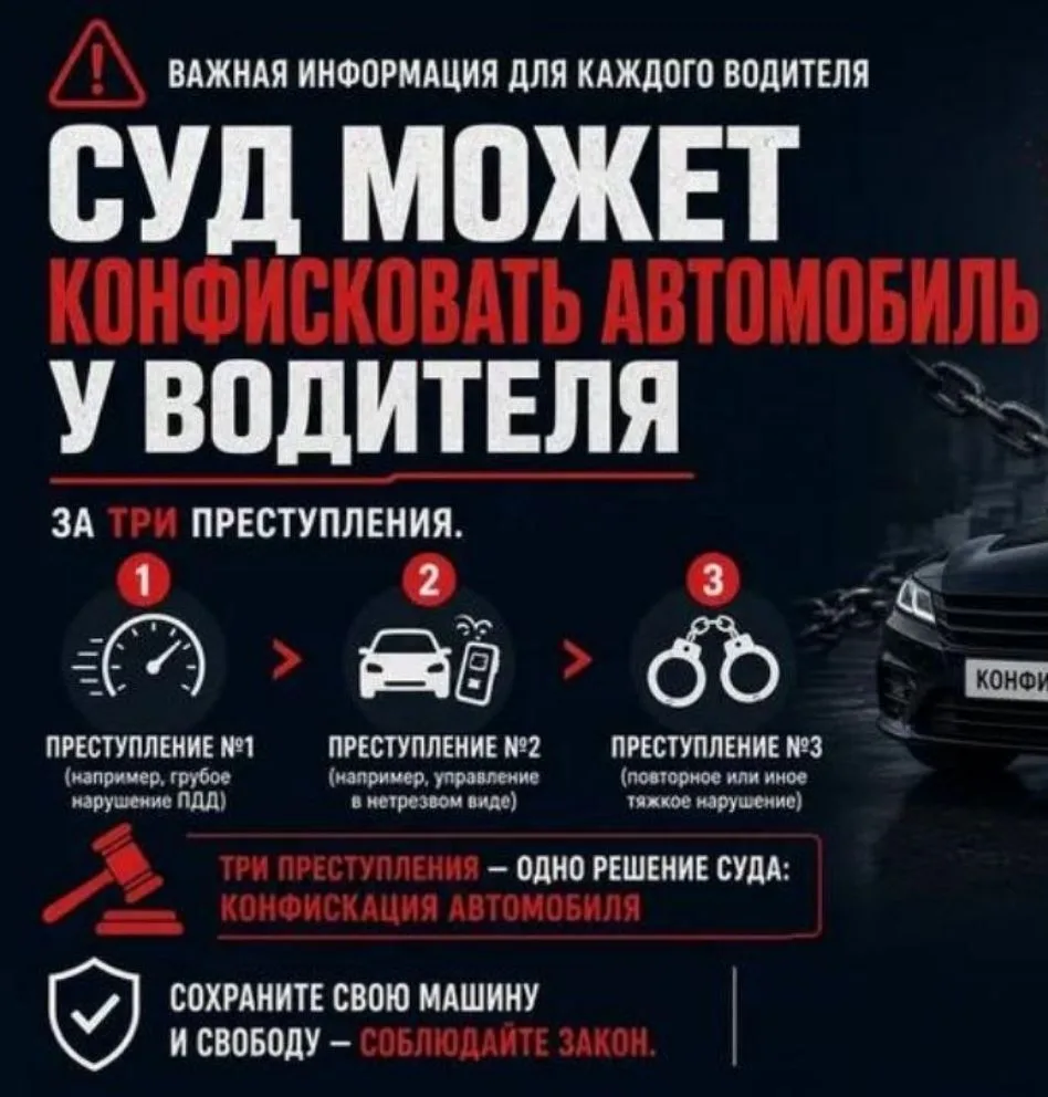 ⚖ Суд может конфисковать автомобиль (то есть принудительно и безвозмездно передать его ...