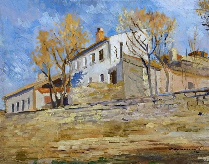 👆 Леонид Афанасьев. Осенью в Севастополе. 1936. Картон, масло. 22,5 х 28,5.  Воронежск...