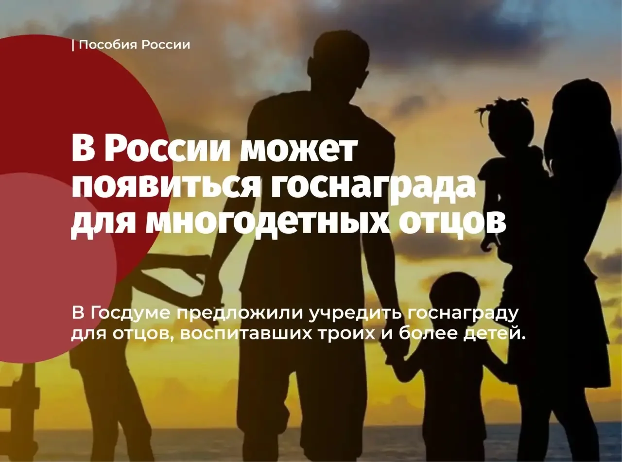 В России может появиться госнаграда для многодетных отцов