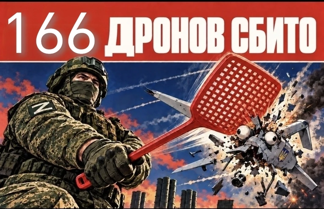 ⚡ В течение прошедшей ночи дежурными силами ПВО перехвачены и уничтожены 166 украинских...