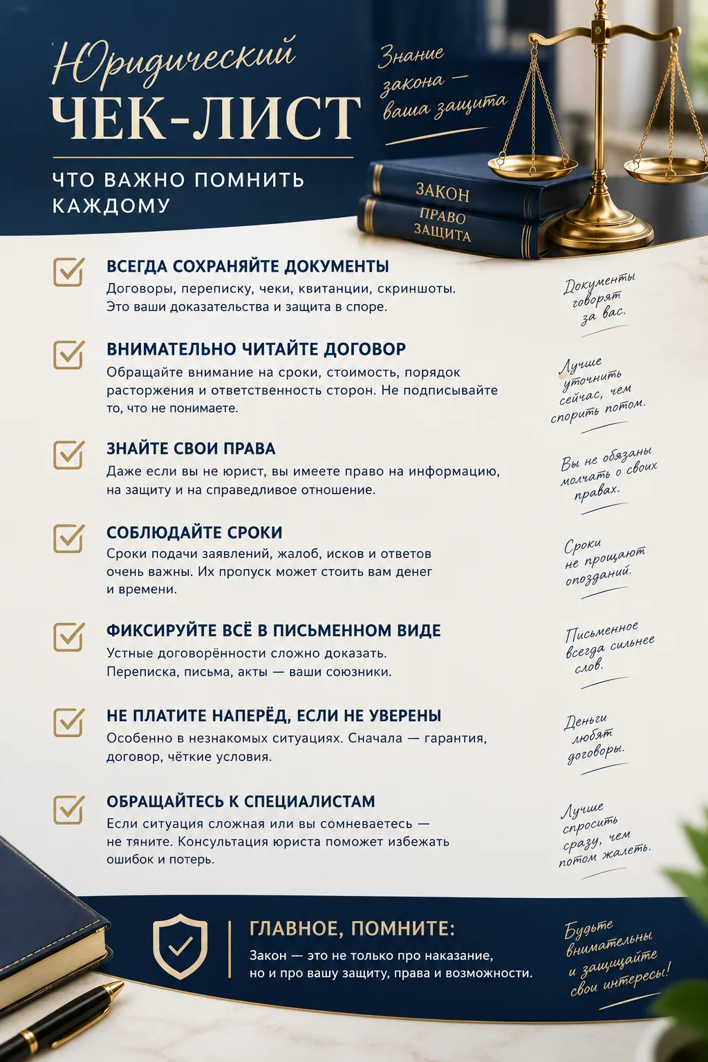 Сохраните этот чек-лист. Некоторые юридические вещи лучше знать заранее, чем выяснять в...