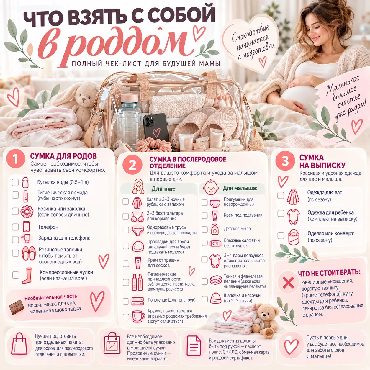 👜 СУМКА В РОДДОМ: ЧТО ВЗЯТЬ С СОБОЙ?