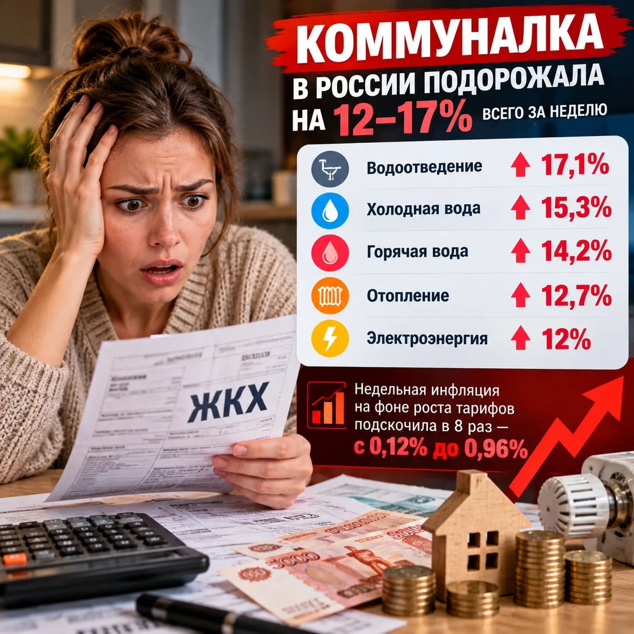 🤯 Коммуналка в России подорожала на 12–17%: Росстат сообщил о резком росте тарифов