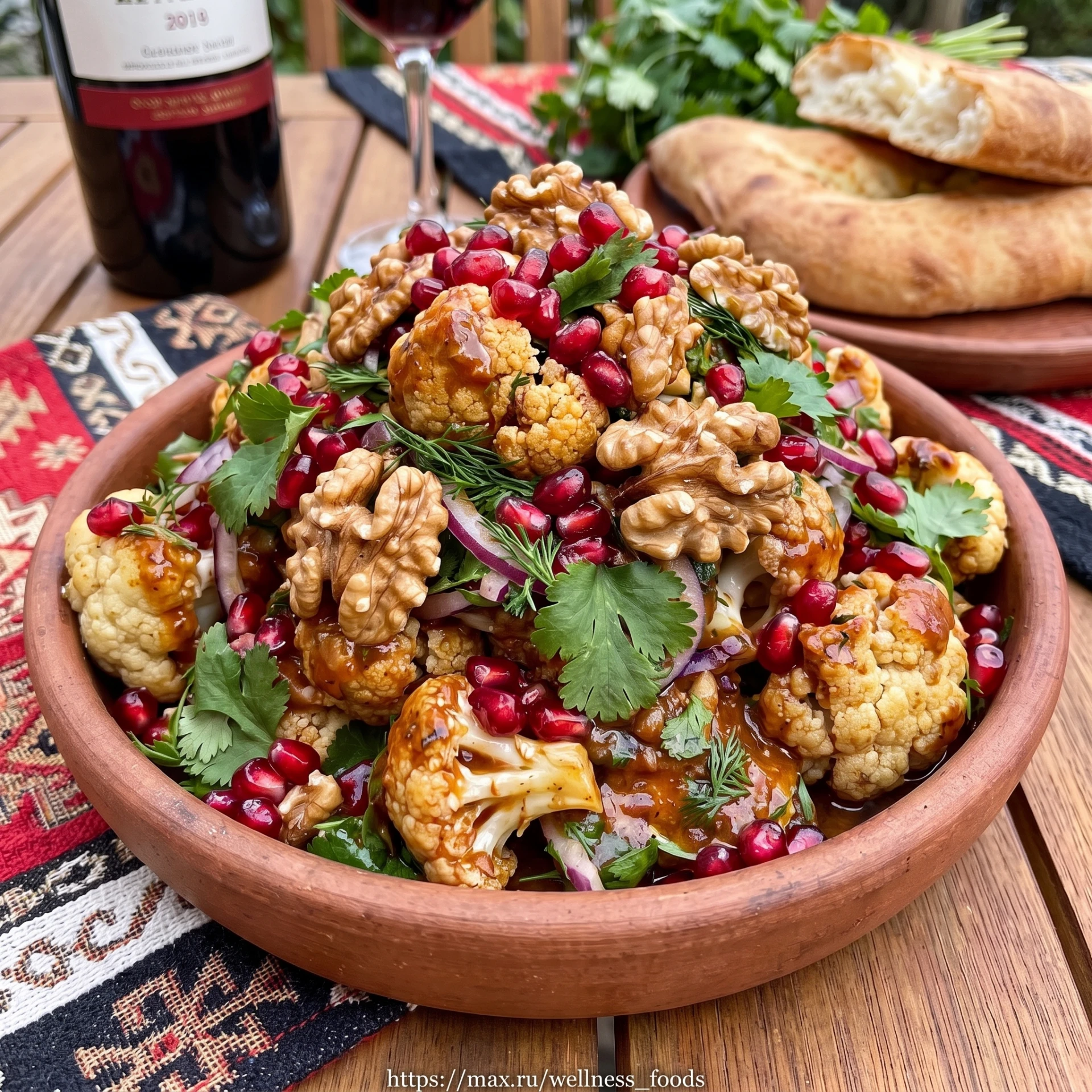 🥦 Салат из цветной капусты с грецкими орехами и гранатом — яркий, пряный и очень аппет...