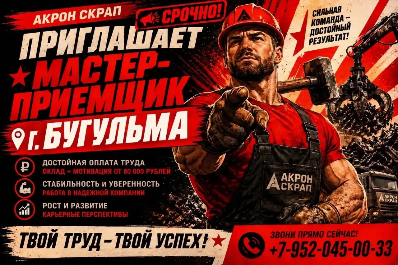 Требуется Мастер-приемщик металлолома в г. Бугульма
