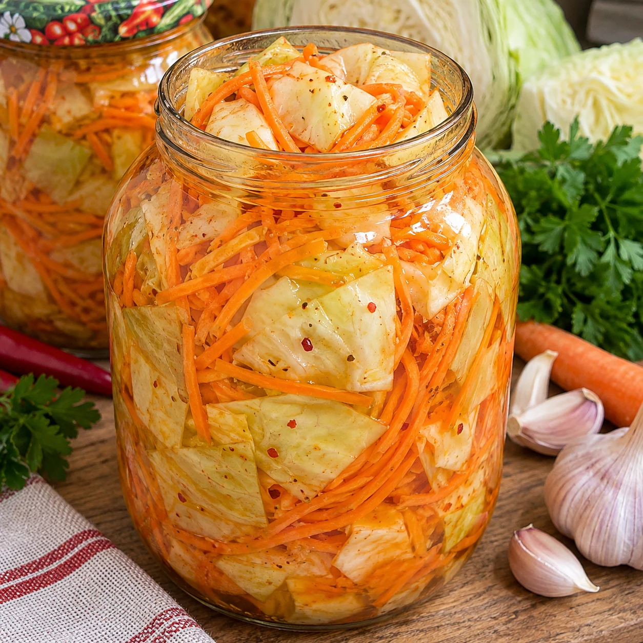 ❤ Капуста по-корейски на зиму — хрустящая, сочная и ароматная, с пикантной морковкой!