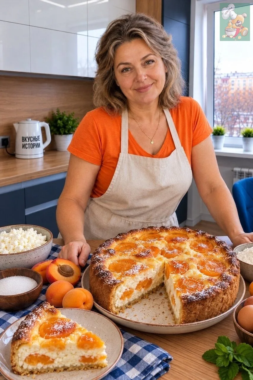 🍑 ТВОРОЖНЫЙ ПИРОГ С АБРИКОСАМИ — НЕЖНЫЙ, СОЧНЫЙ И АРОМАТНЫЙ!