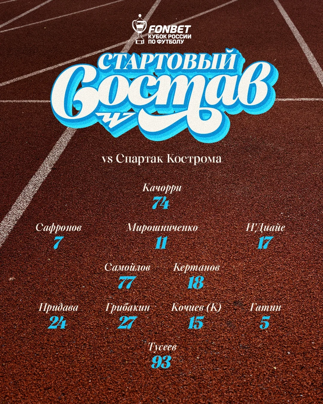 ☝️ Наш стартовый состав на игру