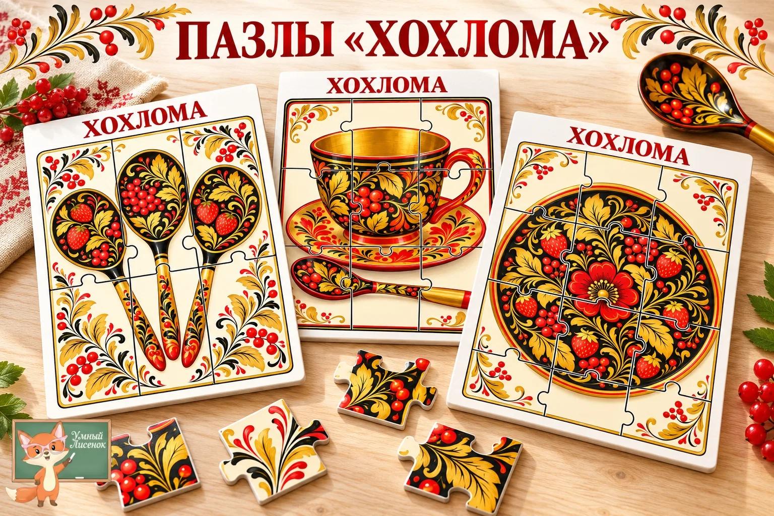 Пазлы "Хохлома" от  https://max.ru/lisenok_umka