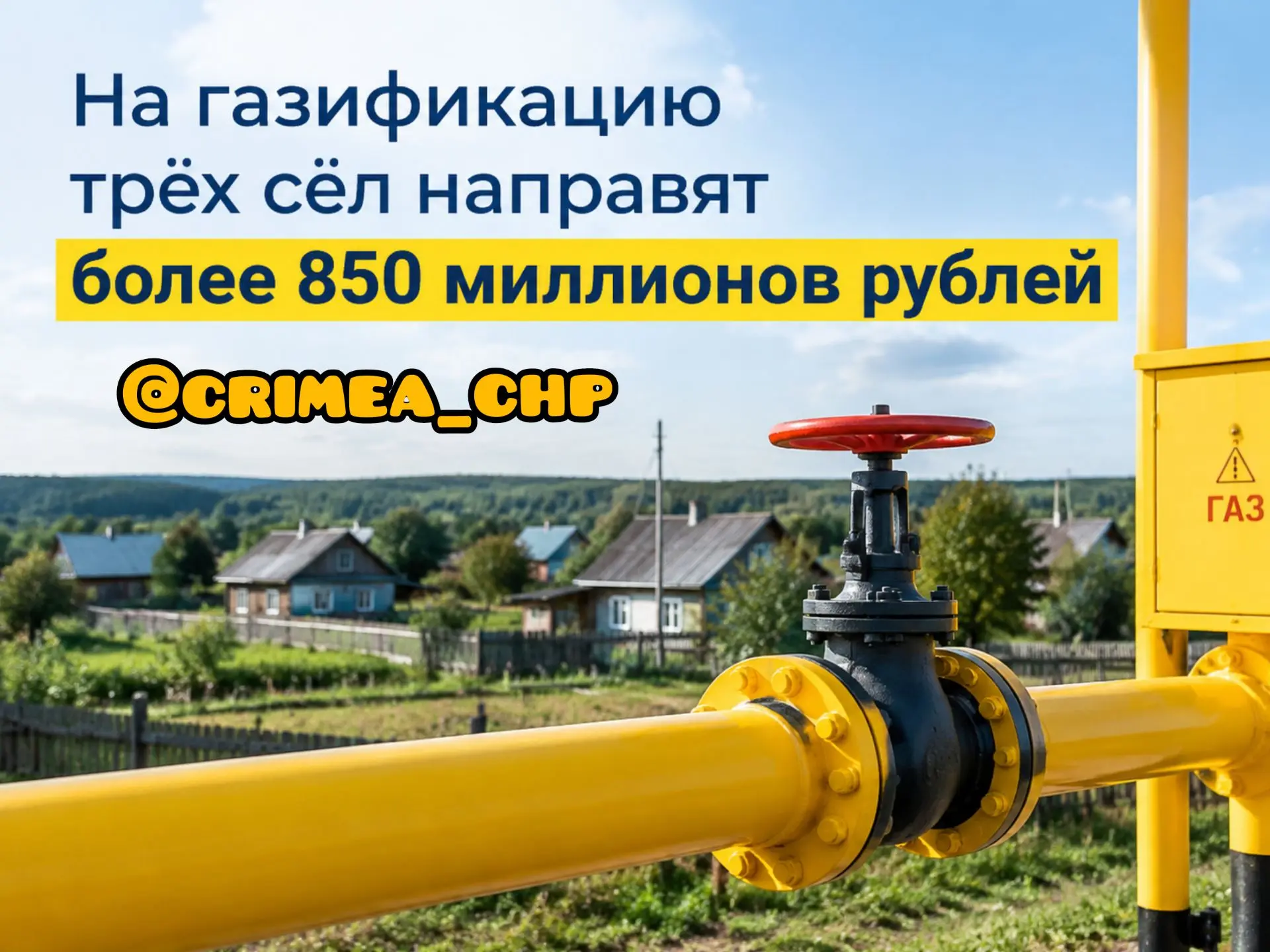 На газификацию трёх сёл Крыма направят более 850 миллионов рублей