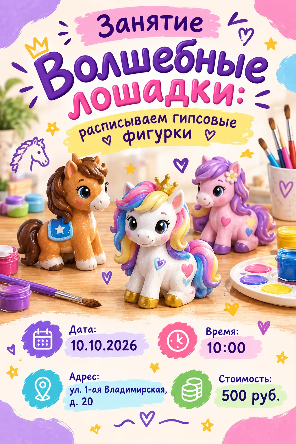 🐎 «Волшебные лошадки: расписываем гипсовые фигурки»