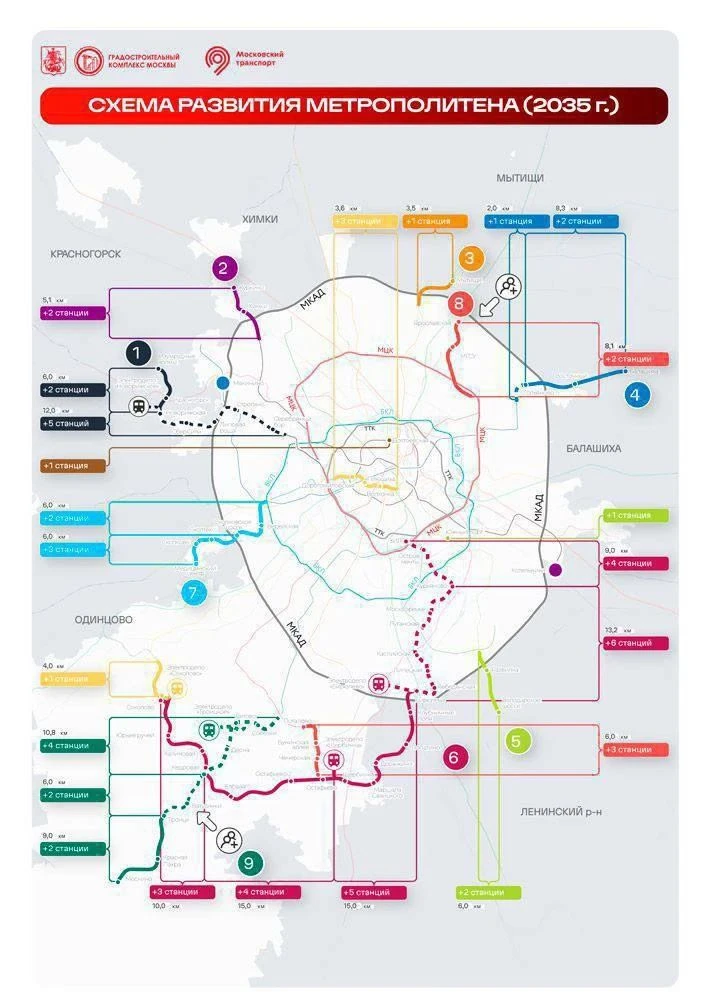 👍 60 новых станций метро построят в Московской области до 2035 года