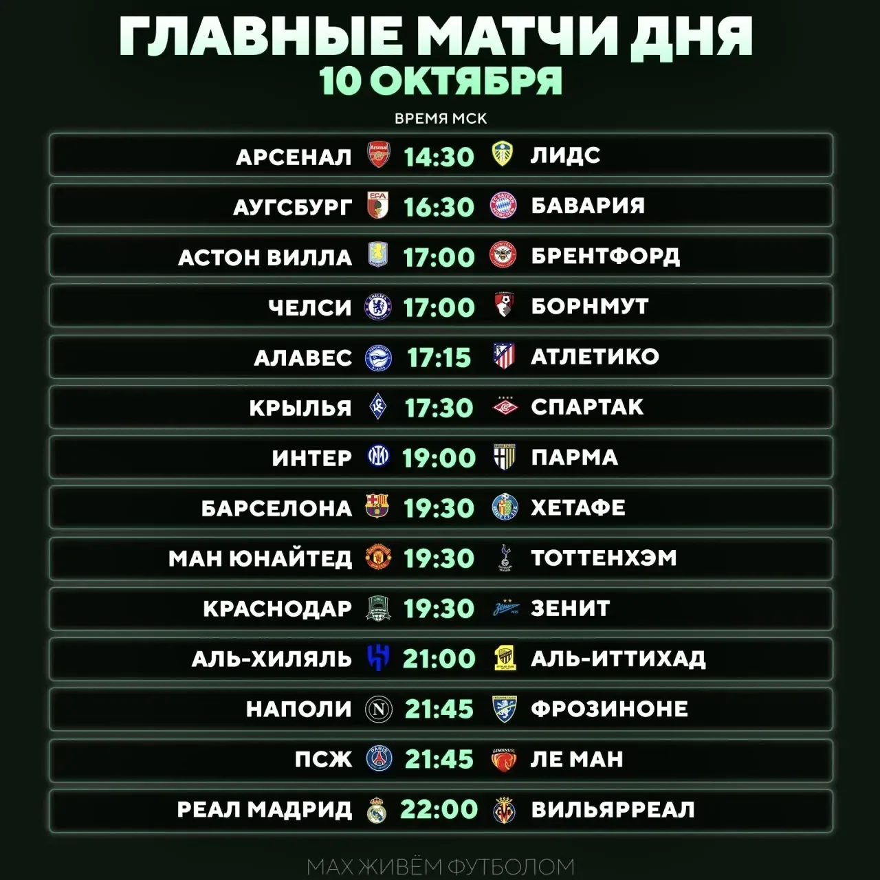 Расписание игрового дня 🔥