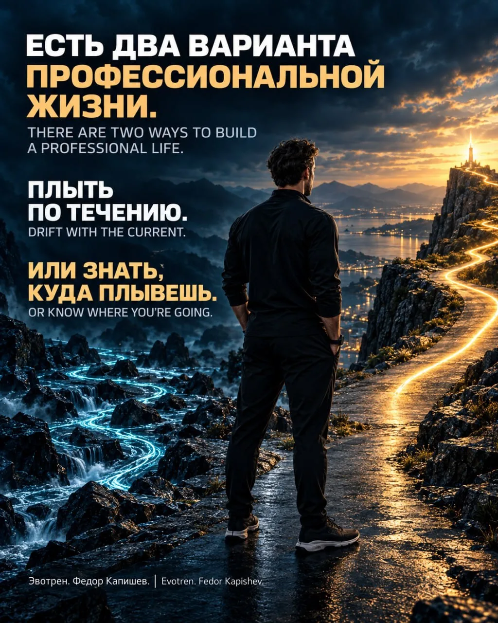 🧭 В профессиональной жизни есть два основных варианта: плыть туда, куда несет, или сам...