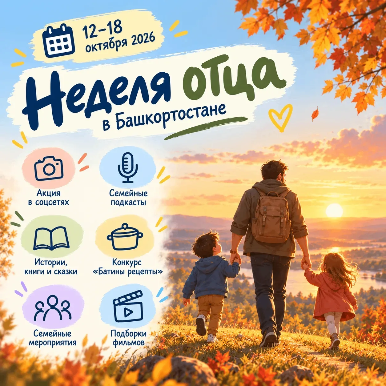 12 октября в Башкортостане начинается тематическая #неделяотцаРБ2026, приуроченная ко Д...