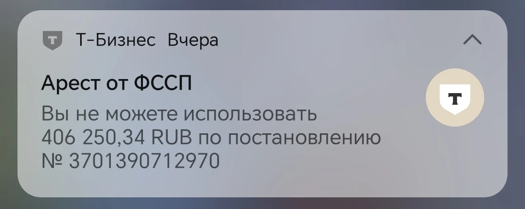 Кстати, вчера арестовали все счета. Теперь какое-то время нужно жить в новой реальности...
