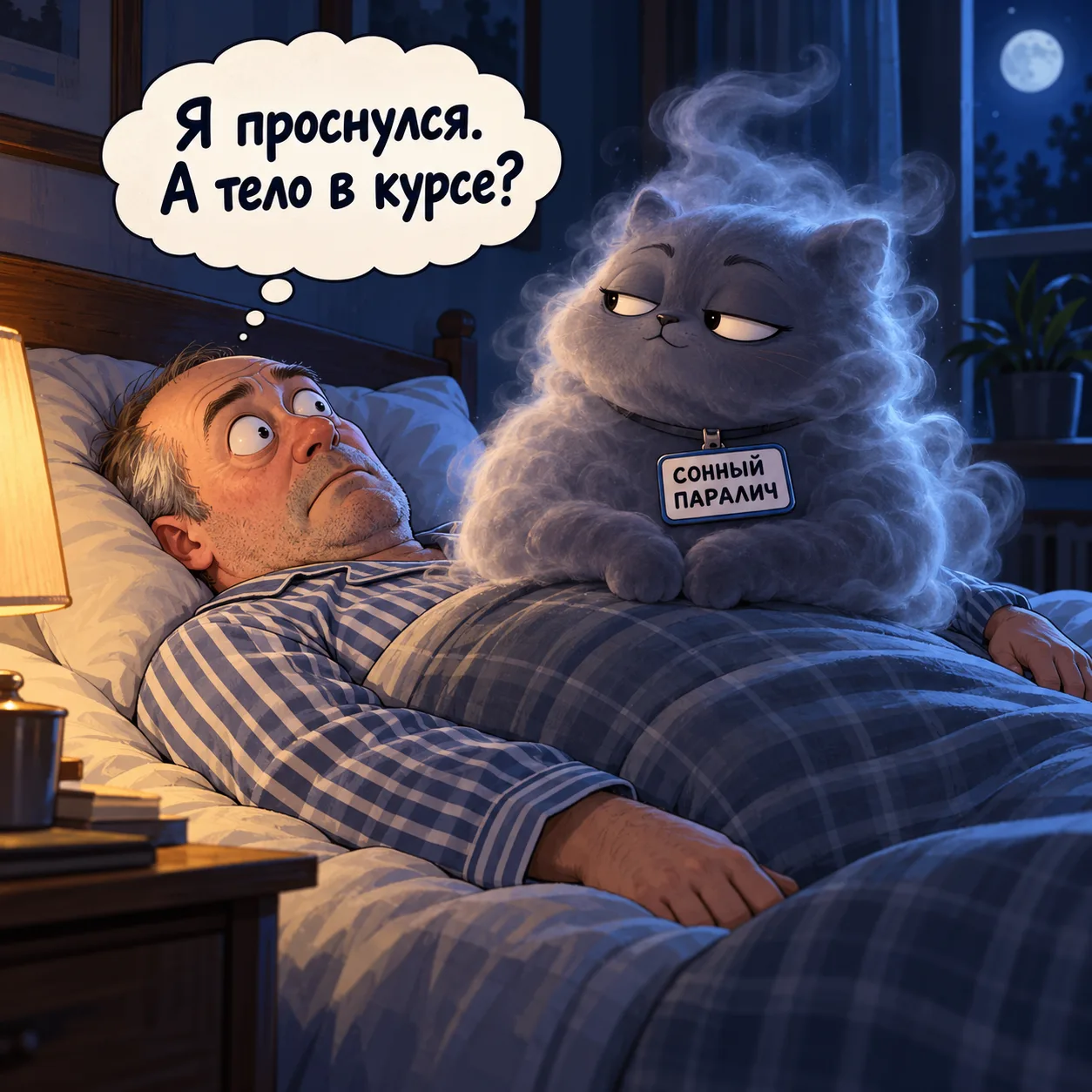 Вы проснулись с тревожным чувством, кажется что в комнате кто-то есть, хотите закричать...