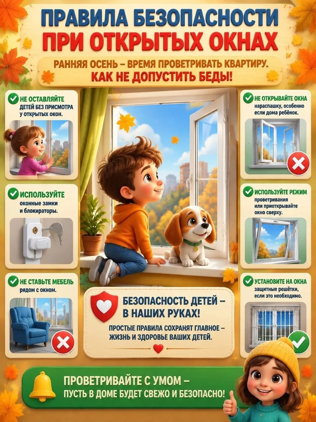 🍂 Осень — время свежего воздуха, но и время повышенной осторожности!