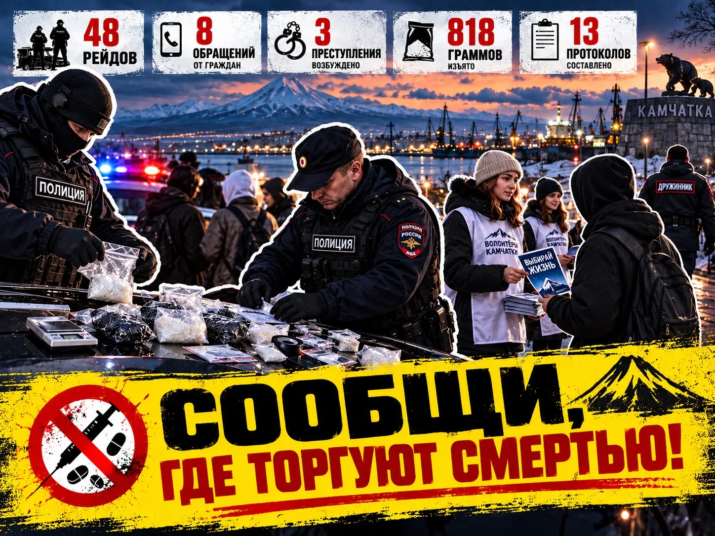 48 рейдов и почти кило «запрещёнки»: на Камчатке подвели итоги акции «Сообщи, где торгу...
