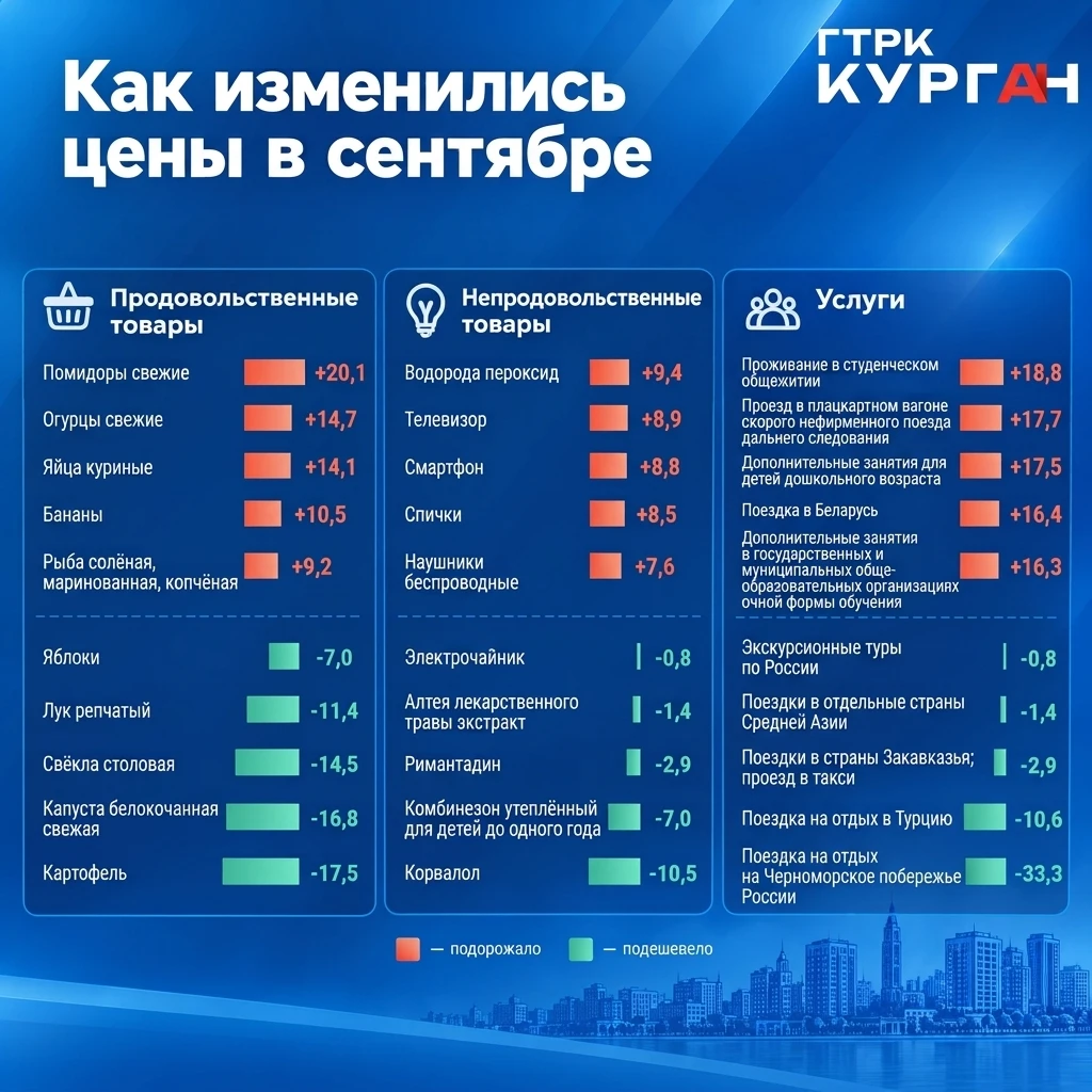 Как изменились цены в Кургане за месяц