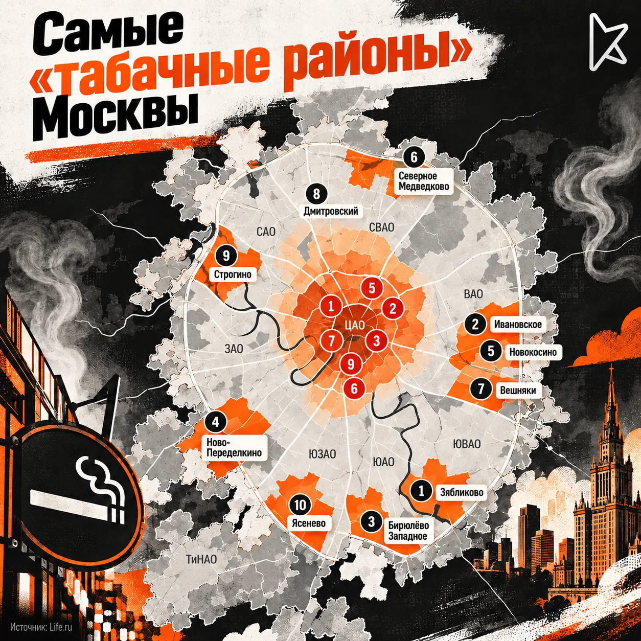 Кхе-кхе. Топ самых «табачных» районов Москвы