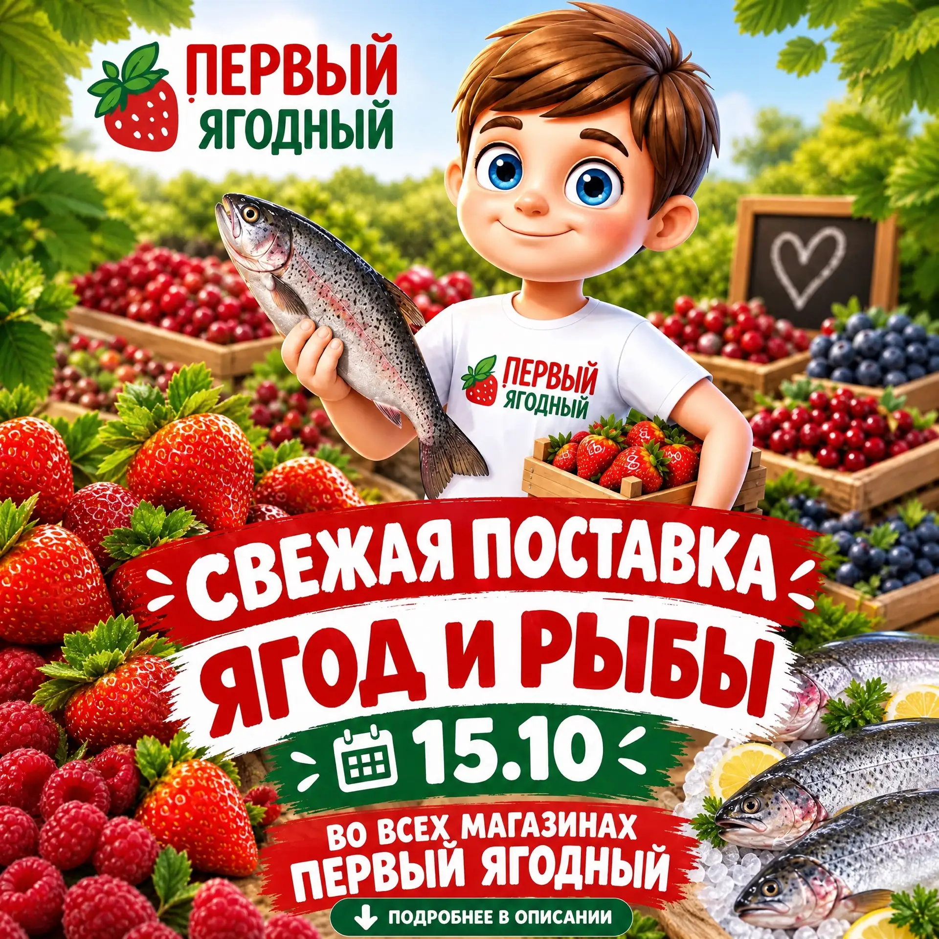 🍓 СВЕЖЕЕ ПОСТУПЛЕНИЕ ВО ВСЕХ МАГАЗИНАХ «ПЕРВЫЙ ЯГОДНЫЙ»! 🍓🐟