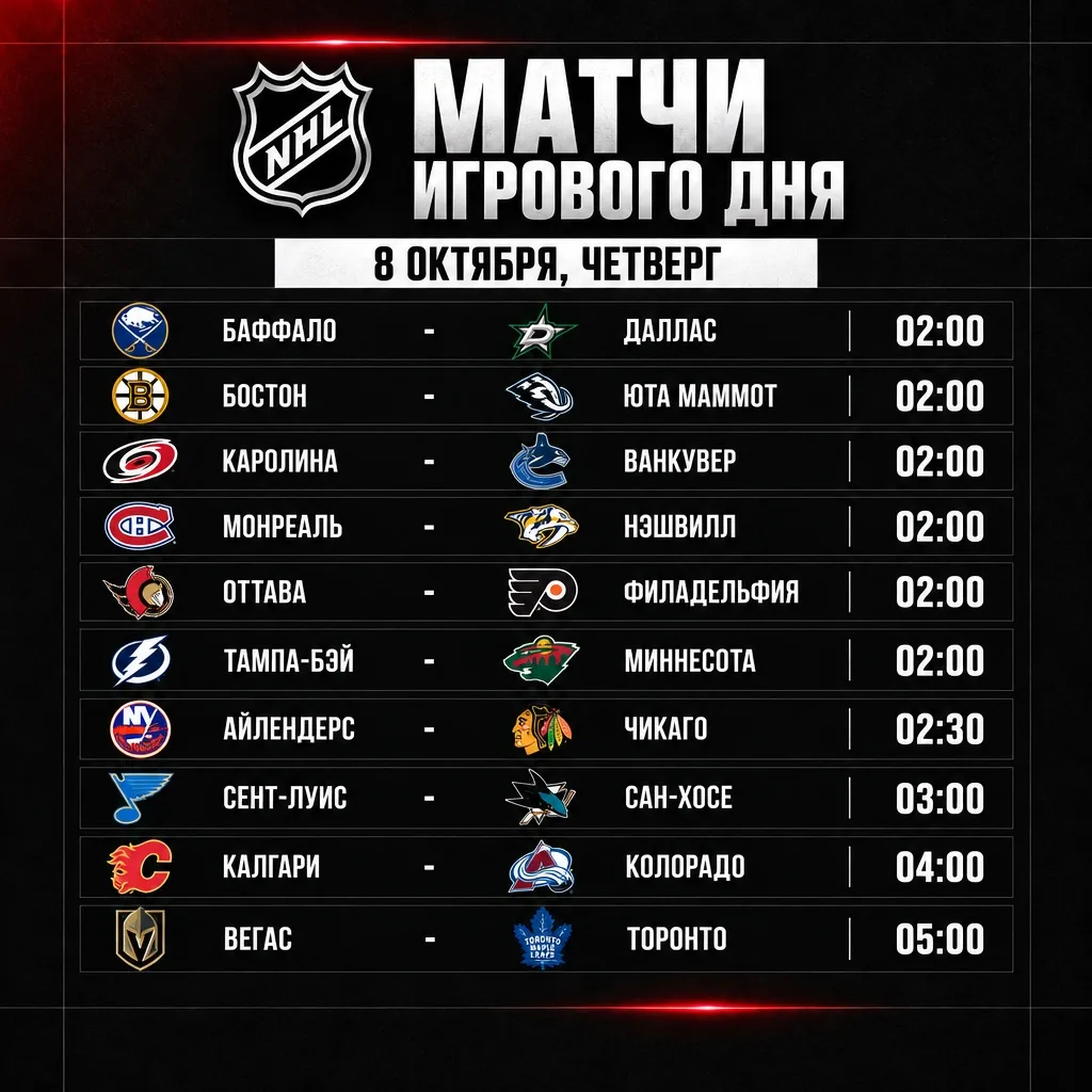Расписание игрового дня.