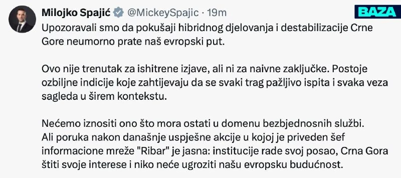 Задержание Звинчука: дело об угрозе в Черногории