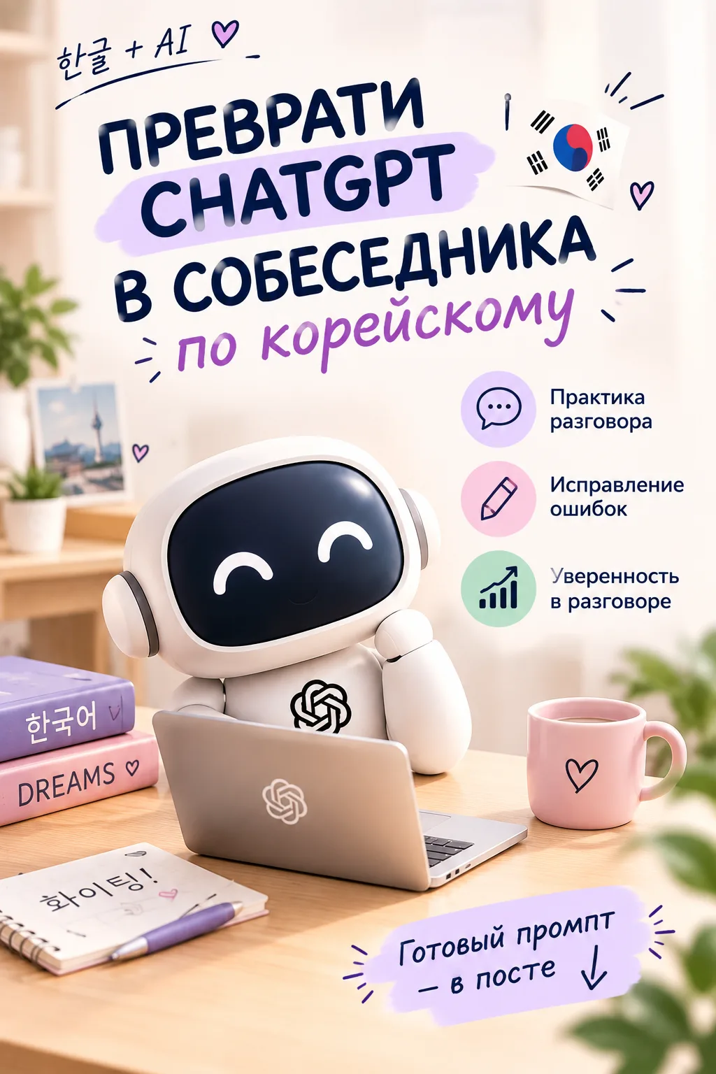 🤖🇰🇷 ПРЕВРАТИ CHATGPT В СОБЕСЕДНИКА ПО КОРЕЙСКОМУ
