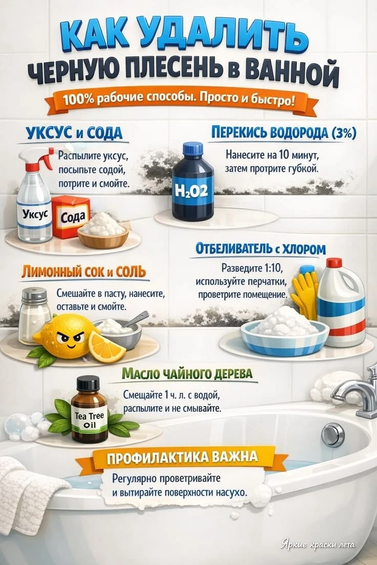 Как удалить черную плесень в ванной: 100% рабочие способы ✨🛁
