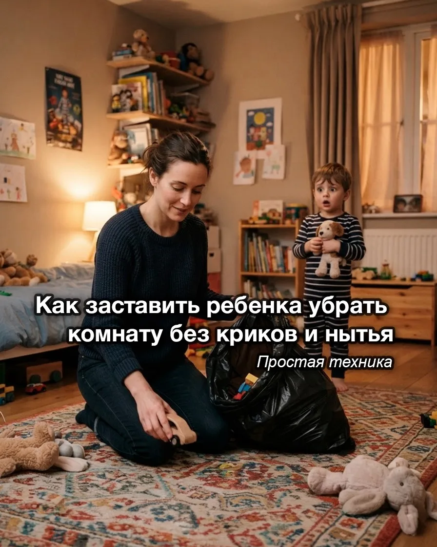 Простая техника как заставить ребёнка убрать комнату без криков и нытья