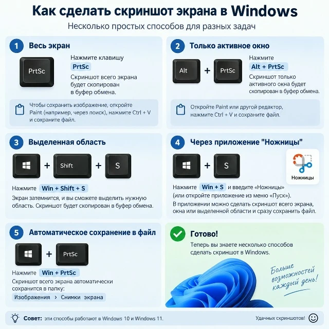 📸 Как сделать скриншот экрана в Windows