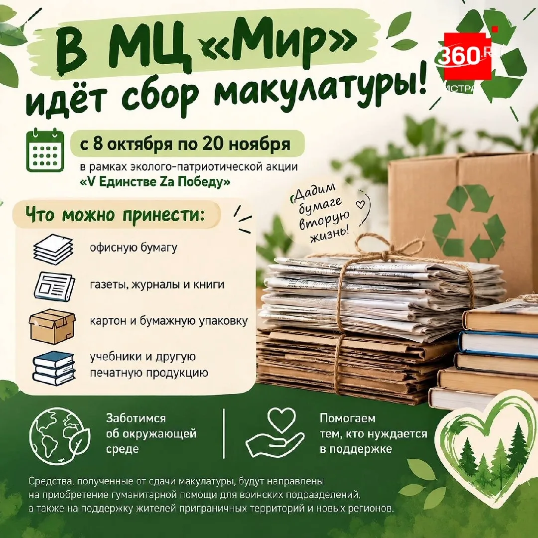 Эколого-патриотическая акция «V Единстве Za Победу» по сбору макулатуры проходит в МЦ «...