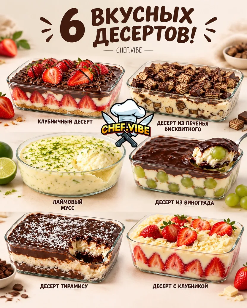🍫Собрал для вас вкуснейшие десерты, которые можно приготовить в стеклянной формочке дл...