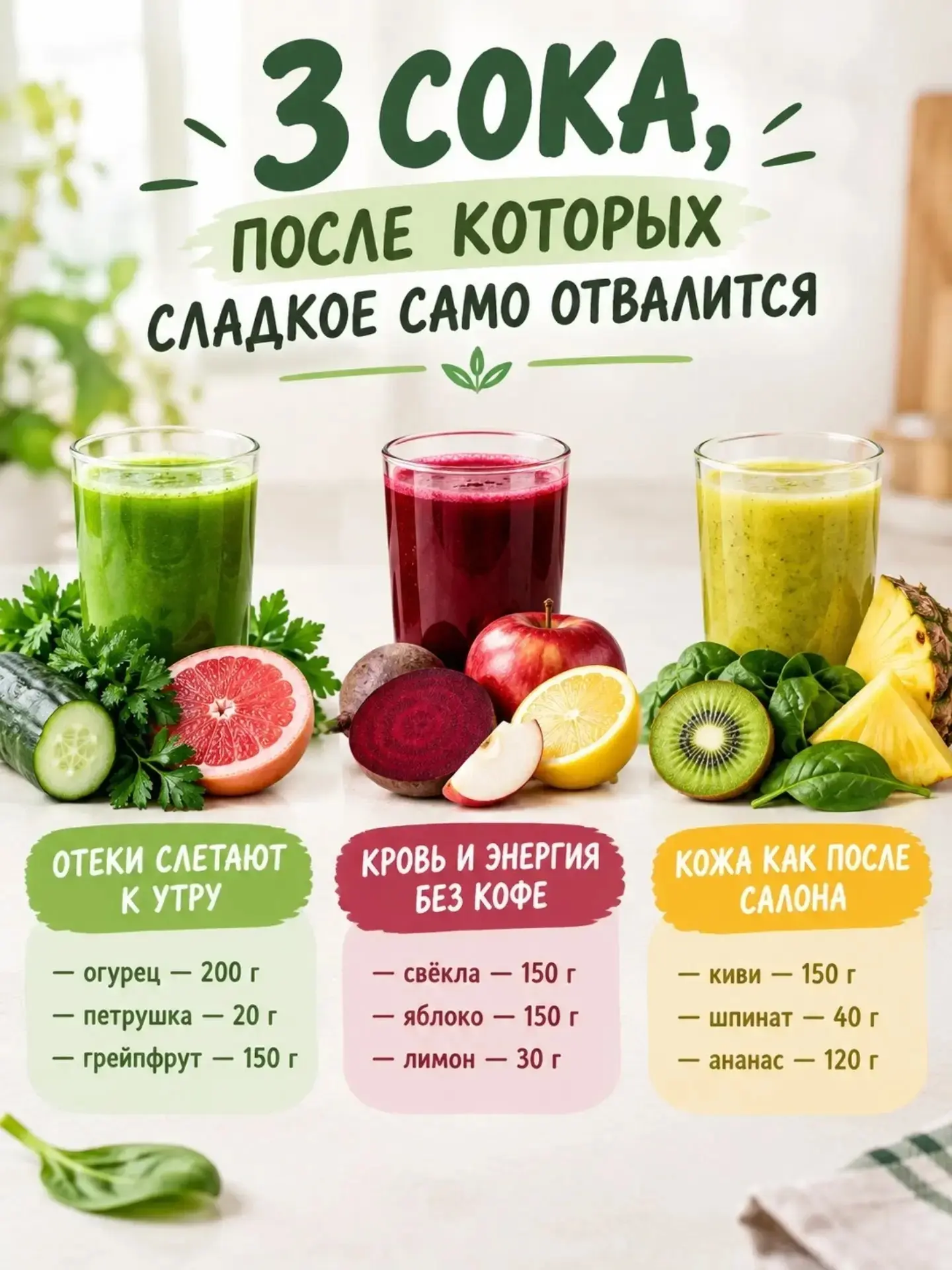 Три сока, после которых тяга к сладкому исчезает сама собой