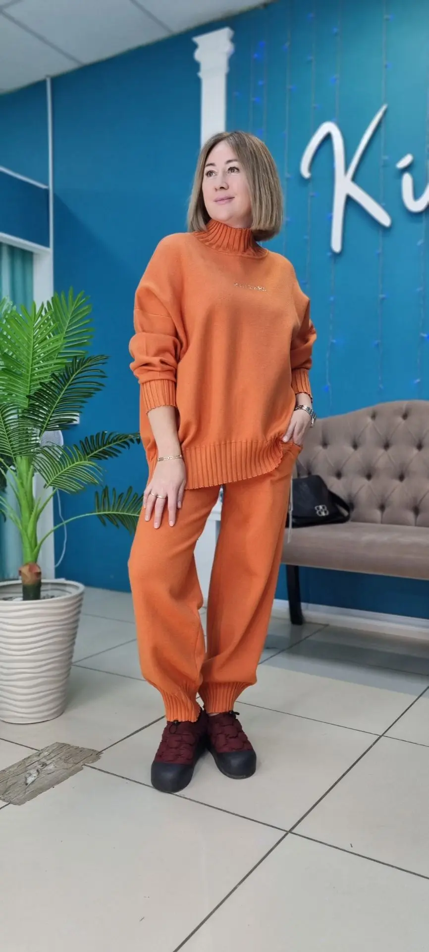 ✅️Трикотажный костюм в сочном тыквенном оттенке 🧡