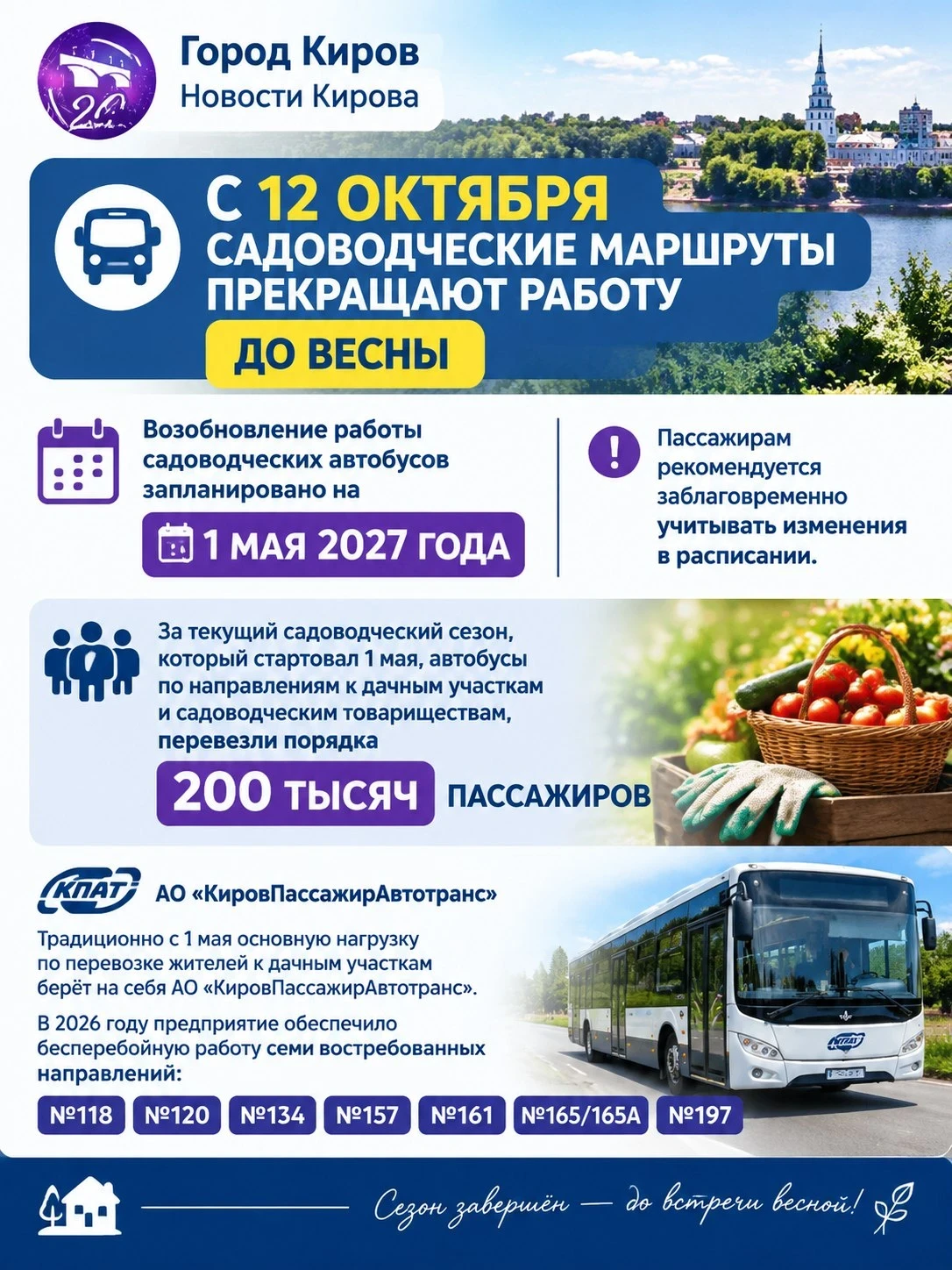 Садоводческие маршруты закрываются