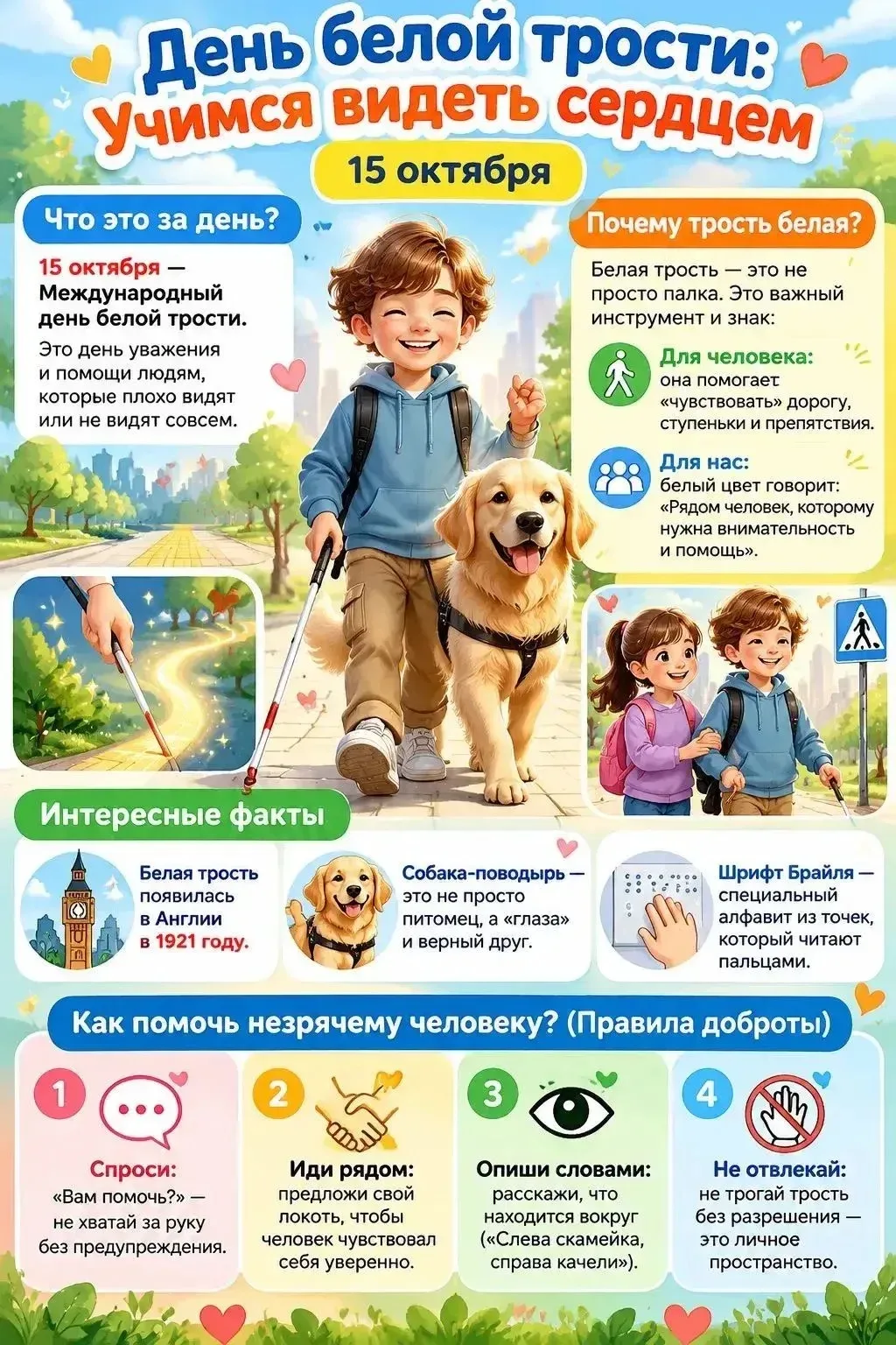 🎉 15 октября — Международный день белой трости! 🎉