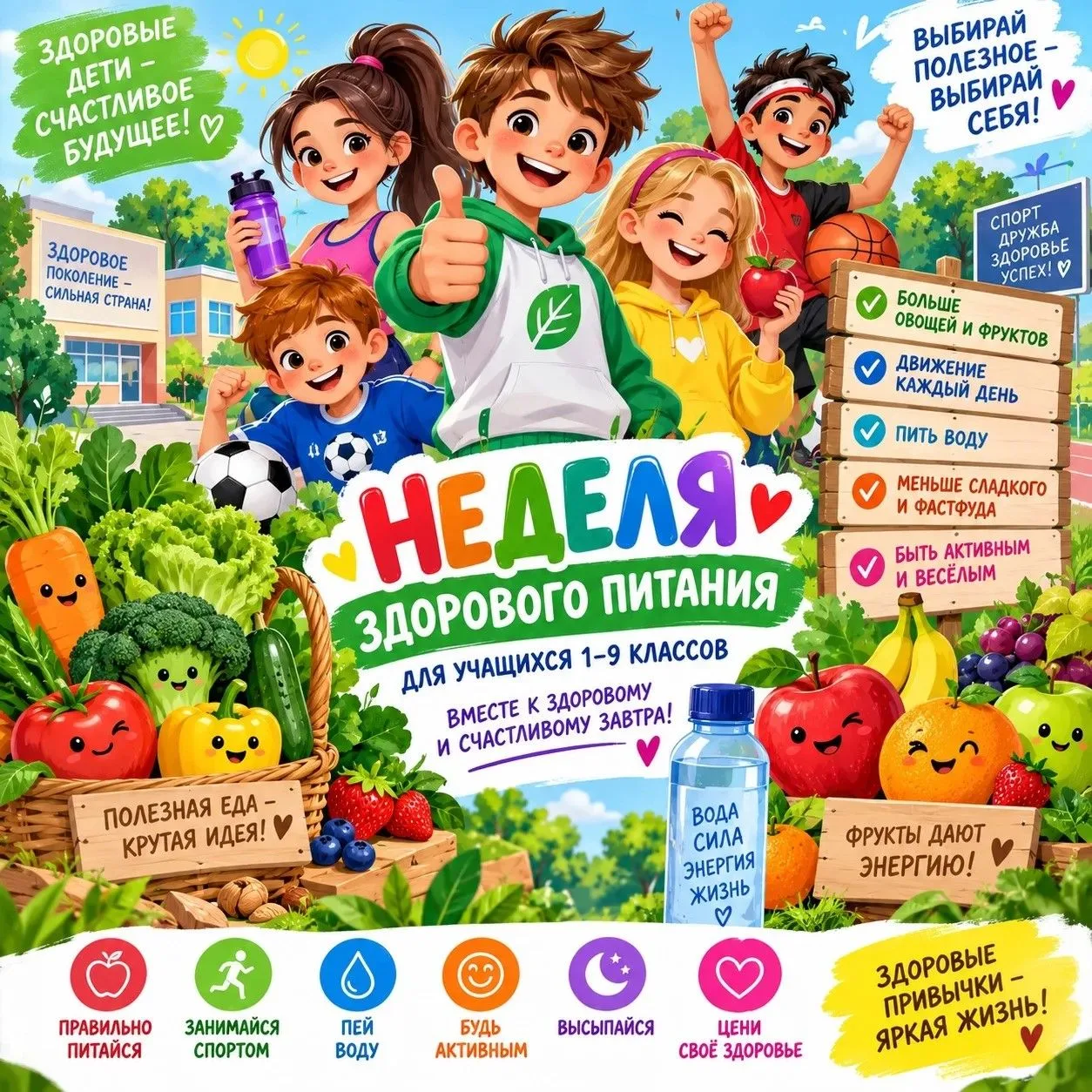 🍎 С 12 по 16 октября — НЕДЕЛЯ ЗДОРОВОГО ПИТАНИЯ в школе! 🥦