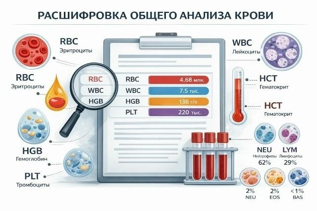 Расшифровка общего анализа крови.