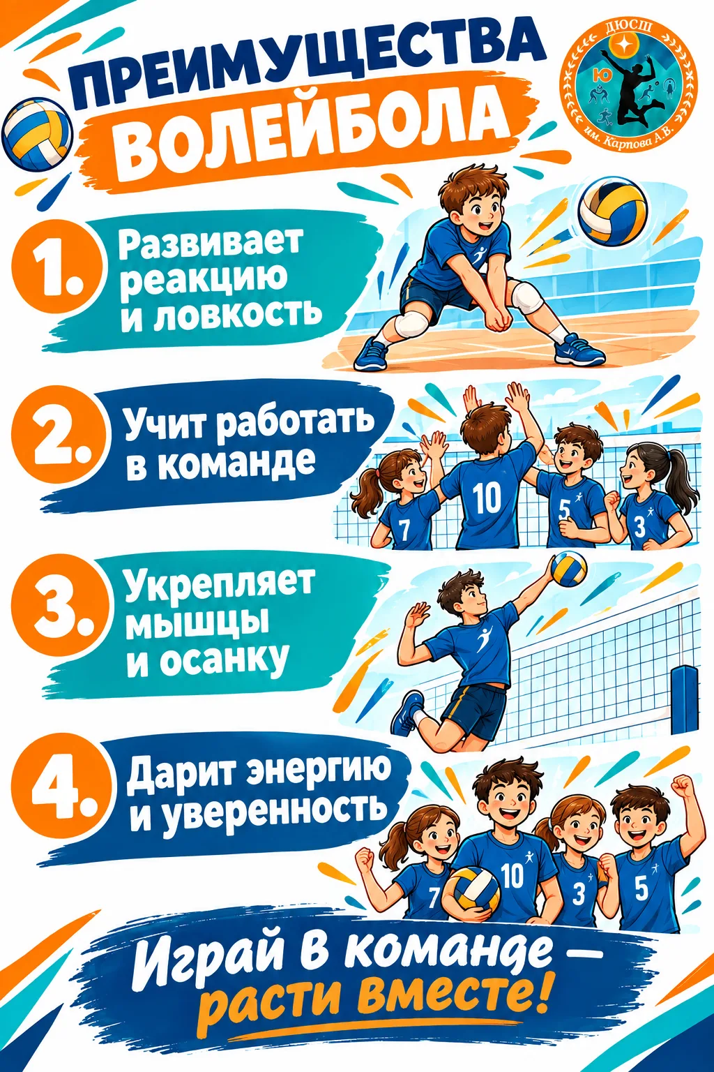 🏐 Волейбол — про команду, где важен каждый!
